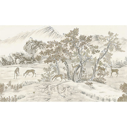 Vivolux | Whole Trees Mural Wallpaper für Schlafzimmer Fantasy Forest Wandkunst in Beige, Fleckenresistent