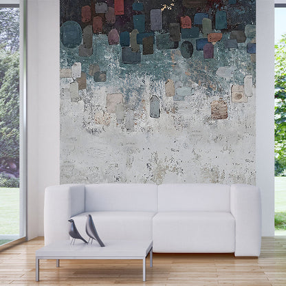 Vivolux | Ganz Pinselstrich Tapetenmural Grau und Grün Vlieswandkunst, Wasserdicht, Maßgeschneidert