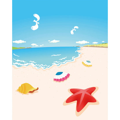 Vivolux | Große Küstenmalerei Wandbilder Bunte Vlies-Wandkunst für Kinderzimmer, Fleckenbeständig, Anpassbare Größe