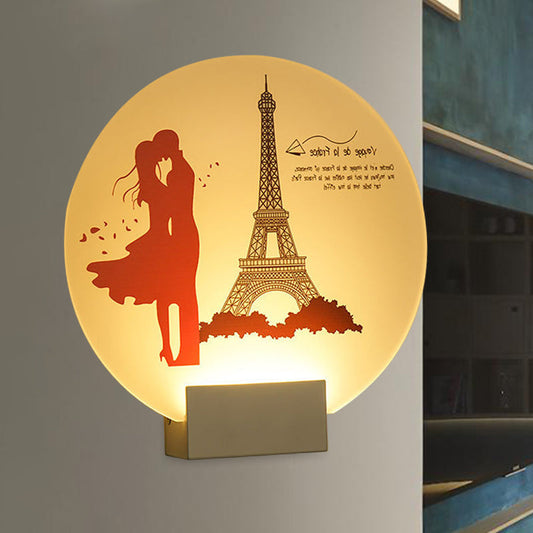 Vivolux | Weißer kreisförmiger romantischer Wandbeleuchtung für Paare im asiatischen Stil LED-Acryl-Wandmural-Lampe für Hochzeitszimmer