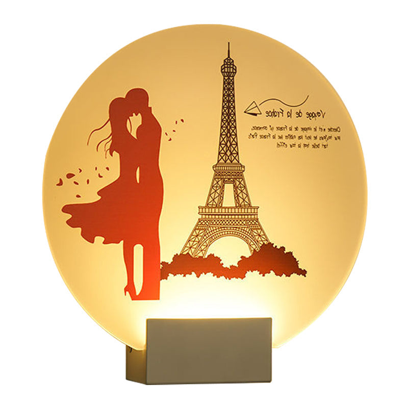 Vivolux | Weißer kreisförmiger romantischer Wandbeleuchtung für Paare im asiatischen Stil LED-Acryl-Wandmural-Lampe für Hochzeitszimmer