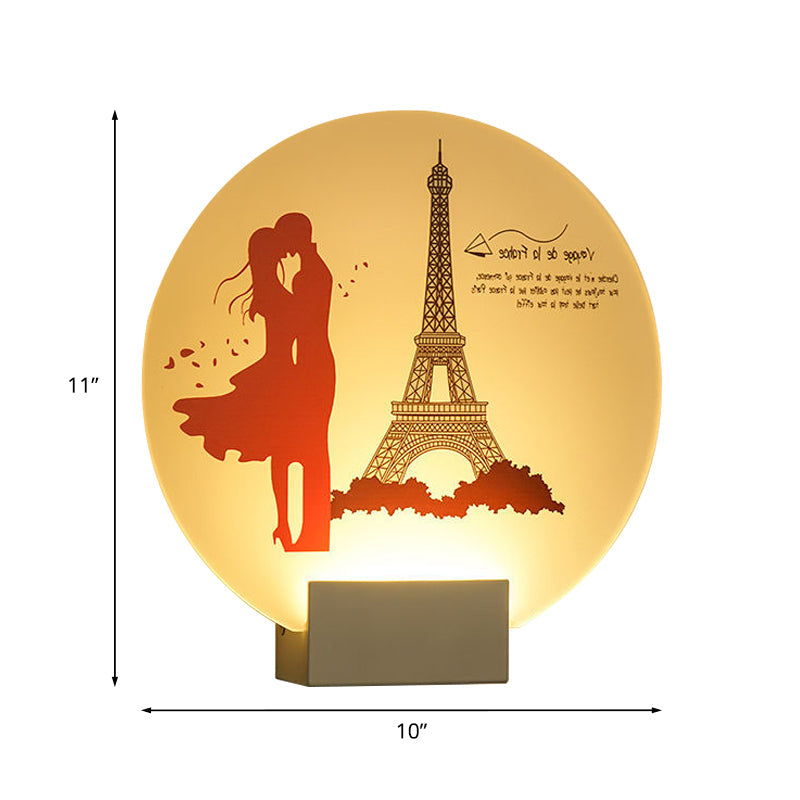 Vivolux | Weißer kreisförmiger romantischer Wandbeleuchtung für Paare im asiatischen Stil LED-Acryl-Wandmural-Lampe für Hochzeitszimmer