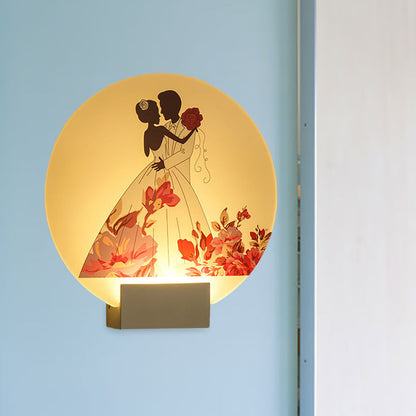 Vivolux | Weißer kreisförmiger romantischer Wandbeleuchtung für Paare im asiatischen Stil LED-Acryl-Wandmural-Lampe für Hochzeitszimmer