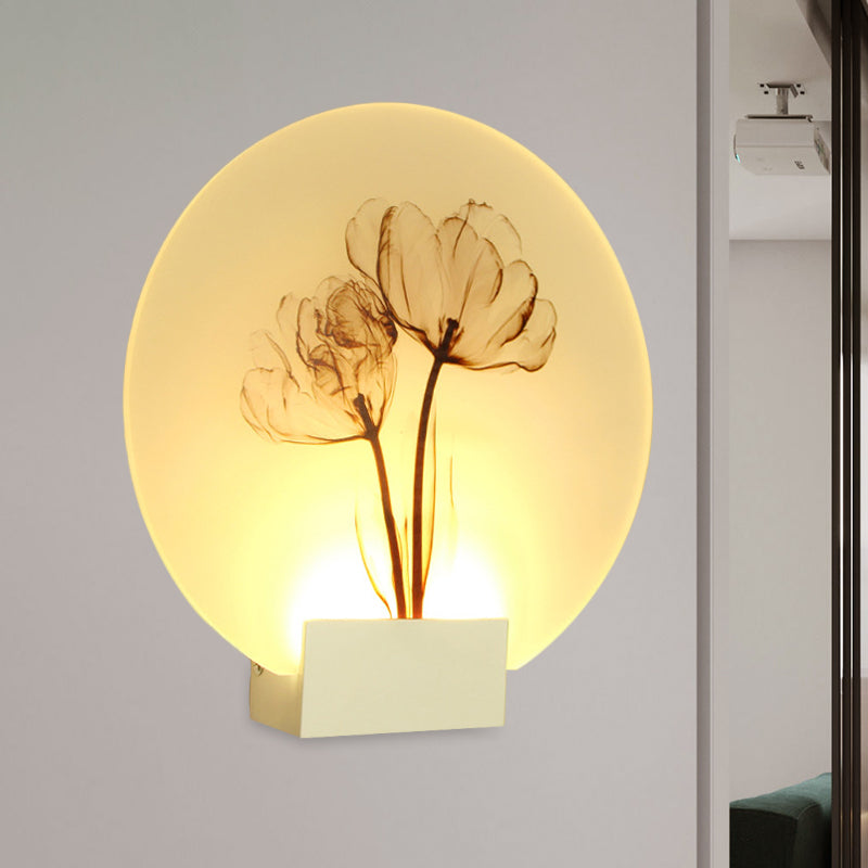 Vivolux | Oriental Style Runder Acryl Wandverlichting LED Blossoms Muur Lamp in Wit voor Gang