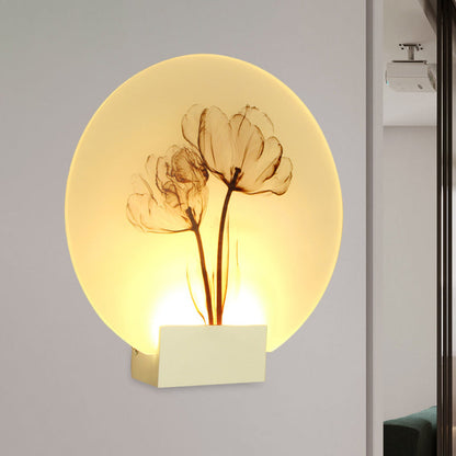 Vivolux | Oriental Style Runder Acryl Wandverlichting LED Blossoms Muur Lamp in Wit voor Gang