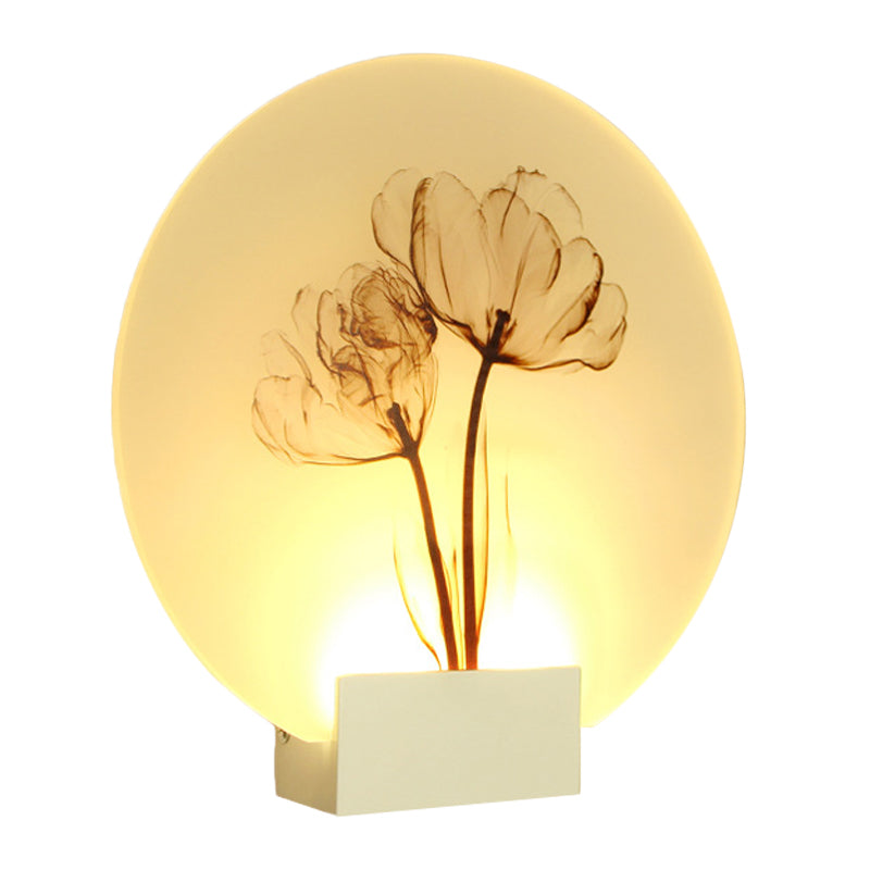 Vivolux | Oriental Style Runder Acryl Wandverlichting LED Blossoms Muur Lamp in Wit voor Gang