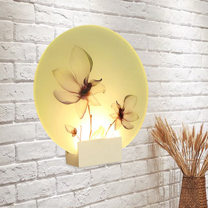 Vivolux | Oriental Style Runder Acryl Wandverlichting LED Blossoms Muur Lamp in Wit voor Gang