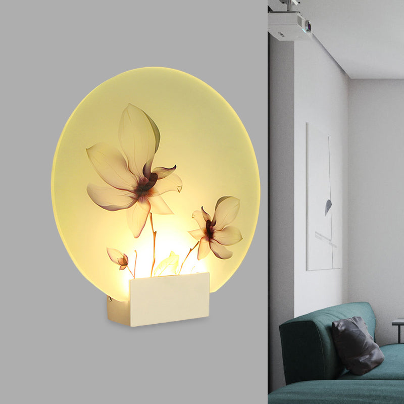 Vivolux | Oriental Style Runder Acryl Wandverlichting LED Blossoms Muur Lamp in Wit voor Gang