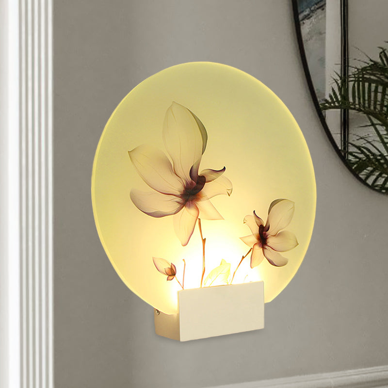 Vivolux | Oriental Style Runder Acryl Wandverlichting LED Blossoms Muur Lamp in Wit voor Gang