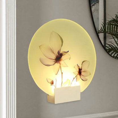 Vivolux | Oriental Style Runder Acryl Wandverlichting LED Blossoms Muur Lamp in Wit voor Gang