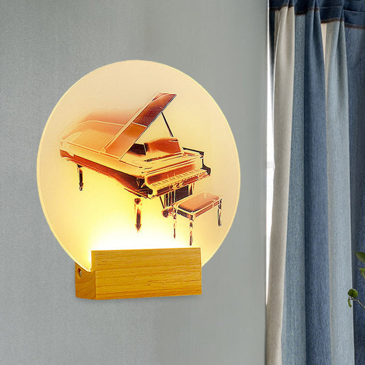 Vivolux | Acryl Ronde Piano Wandverlichting Idee Eenvoud Stijl LED Muur Lamp in Hout voor Slaapkamer