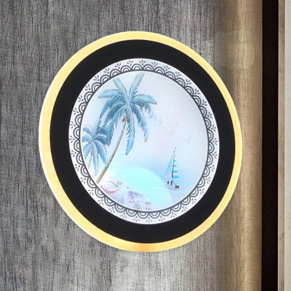 Vivolux | Acryl Ronde Boom Wandmontage Verlichting Nordic Stijl LED Muur Lamp in Geel/Blauw voor Woonkamer