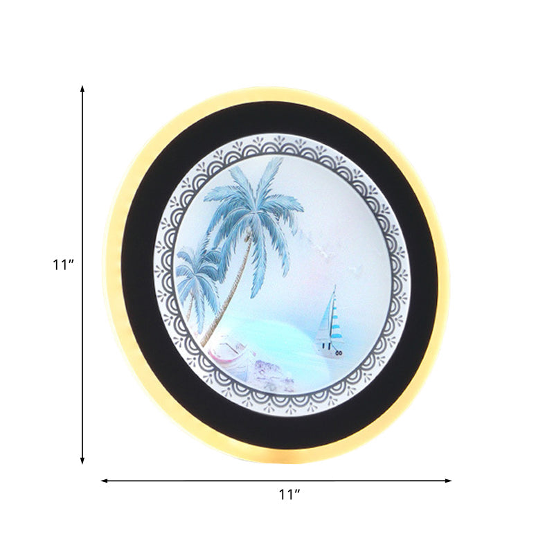 Vivolux | Acryl Ronde Boom Wandmontage Verlichting Nordic Stijl LED Muur Lamp in Geel/Blauw voor Woonkamer