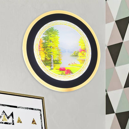 Vivolux | Acryl Ronde Boom Wandmontage Verlichting Nordic Stijl LED Muur Lamp in Geel/Blauw voor Woonkamer