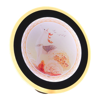 Vivolux | Rosa/Blaue Zirkular Wandmural Licht Asiastil LED Acryl Wandbeleuchtung Idee mit Reh/Schloss Muster