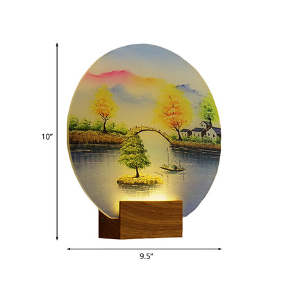 Vivolux | Eenvoud Style LED Muurverlichting Acryl Houten Circulaire Wandverlichting met Brug en Water Ontwerp