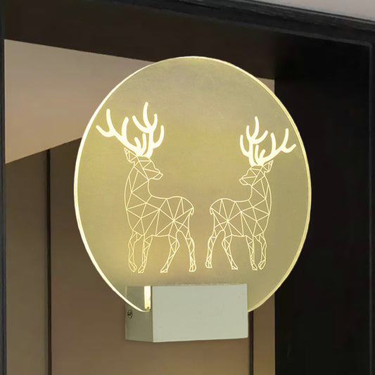Vivolux | Klarer runder Elch-Hirsch Wandmontierte Lampe Postmodern Stil LED Acryl Wandmural Licht