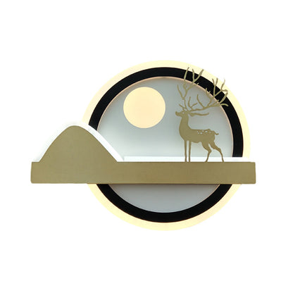 Vivolux | Acryl Gerundet Elch Hirsch Wandbeleuchtung Idee Chinesischer Stil LED Wandlampe in Gold