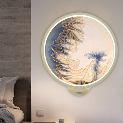 Vivolux | Runde Acrylberg Wandbeleuchtung Chinesische LED Weiße Wandmurallampe für das Wohnzimmer