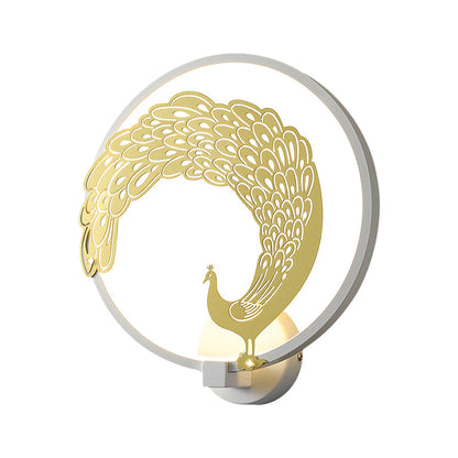 Vivolux | Acryl Zirkuläre Wandmalerei Lampe Chinesischer Stil LED Wandmontierte Lichtinstallation in Schwarz/Weiß für Linke/Rechte Seite