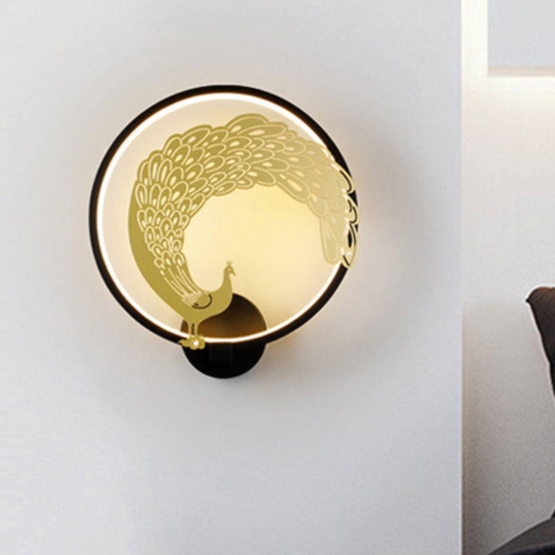 Vivolux | Acryl Zirkuläre Wandmalerei Lampe Chinesischer Stil LED Wandmontierte Lichtinstallation in Schwarz/Weiß für Linke/Rechte Seite