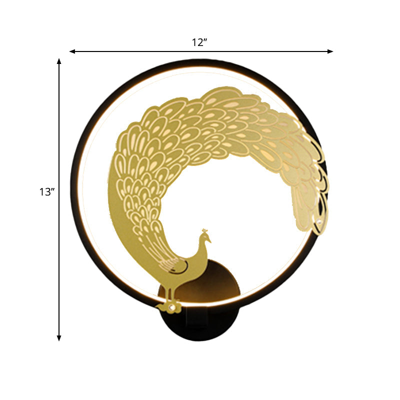 Vivolux | Acryl Zirkuläre Wandmalerei Lampe Chinesischer Stil LED Wandmontierte Lichtinstallation in Schwarz/Weiß für Linke/Rechte Seite