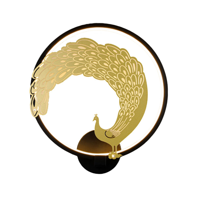 Vivolux | Acryl Zirkuläre Wandmalerei Lampe Chinesischer Stil LED Wandmontierte Lichtinstallation in Schwarz/Weiß für Linke/Rechte Seite