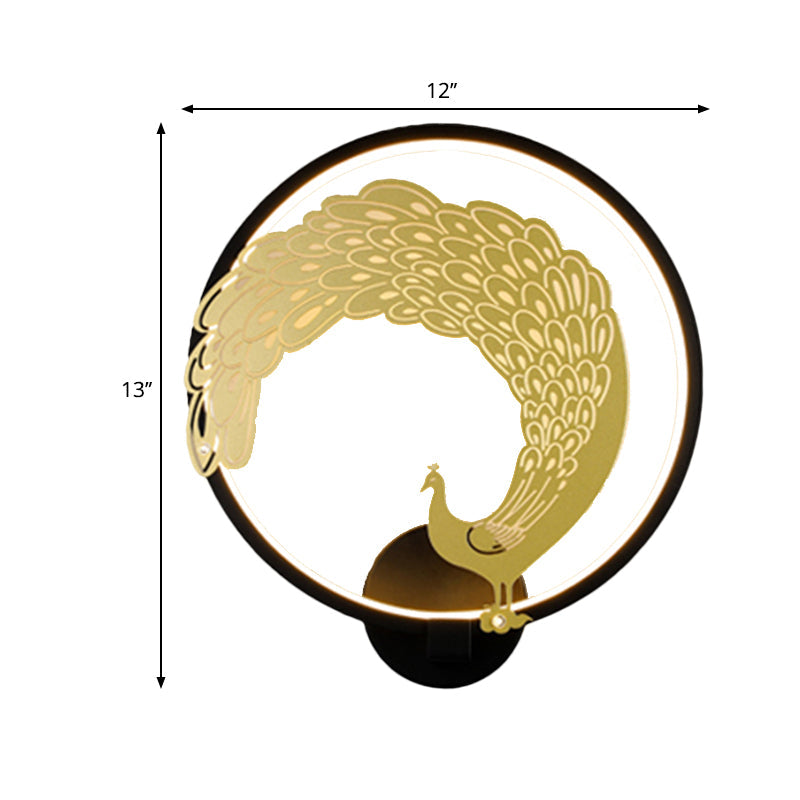 Vivolux | Acryl Zirkuläre Wandmalerei Lampe Chinesischer Stil LED Wandmontierte Lichtinstallation in Schwarz/Weiß für Linke/Rechte Seite