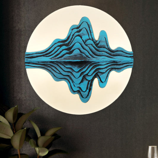 Vivolux | Gold/Blau Abgerundete Berg Wandbeleuchtung Chinesischer Stil LED Acryl Wandlampe für Schlafzimmer