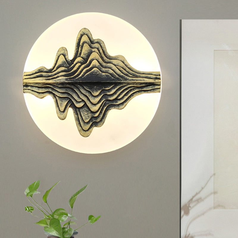 Vivolux | Gold/Blau Abgerundete Berg Wandbeleuchtung Chinesischer Stil LED Acryl Wandlampe für Schlafzimmer