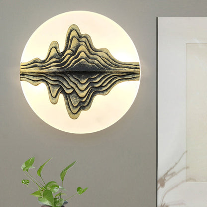 Vivolux | Gold/Blau Abgerundete Berg Wandbeleuchtung Chinesischer Stil LED Acryl Wandlampe für Schlafzimmer