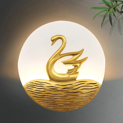 Vivolux | Circulaire Acryl Zwanenpatroon Wandlamp Chinese Stijl LED Gouden Wandmuurlamp voor Corridor