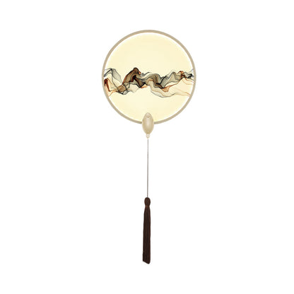 Vivolux | LED Schlafzimmer Wandmontierte Licht Oriental Weiß/Schwarz Rauchmuster Wandbeleuchtung mit runder Metallabdeckung