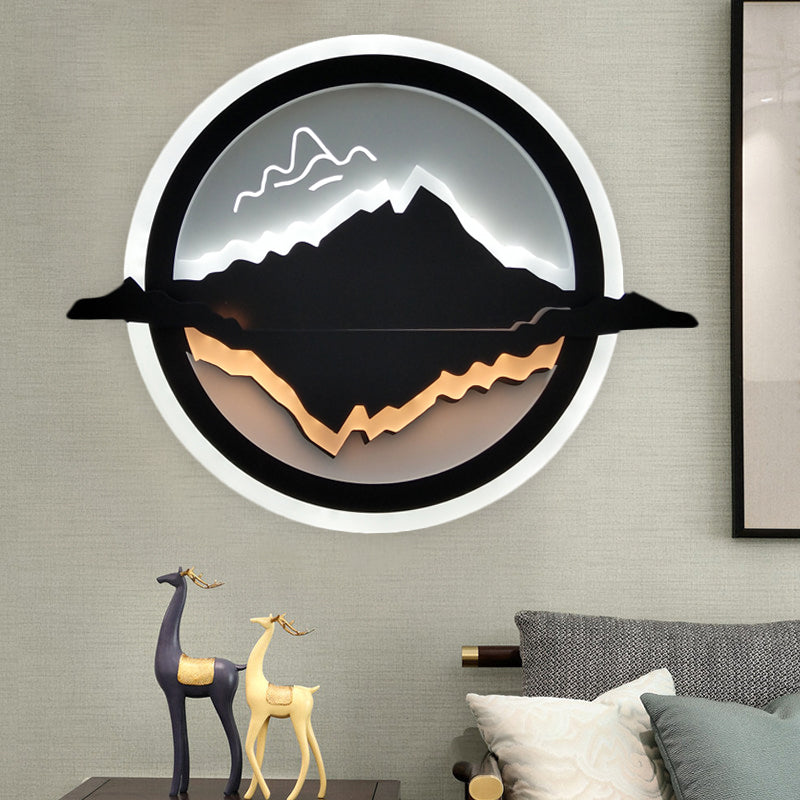 Vivolux | Schwarze Runde Wandlampe Einfachheitsstil LED Acryl Wandbeleuchtung mit Mond- und Sternmuster