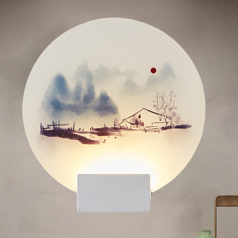 Vivolux | Witte Circulaire Berg Muur Licht Oosters Stijl LED Acryl Wandverlichting Fixture