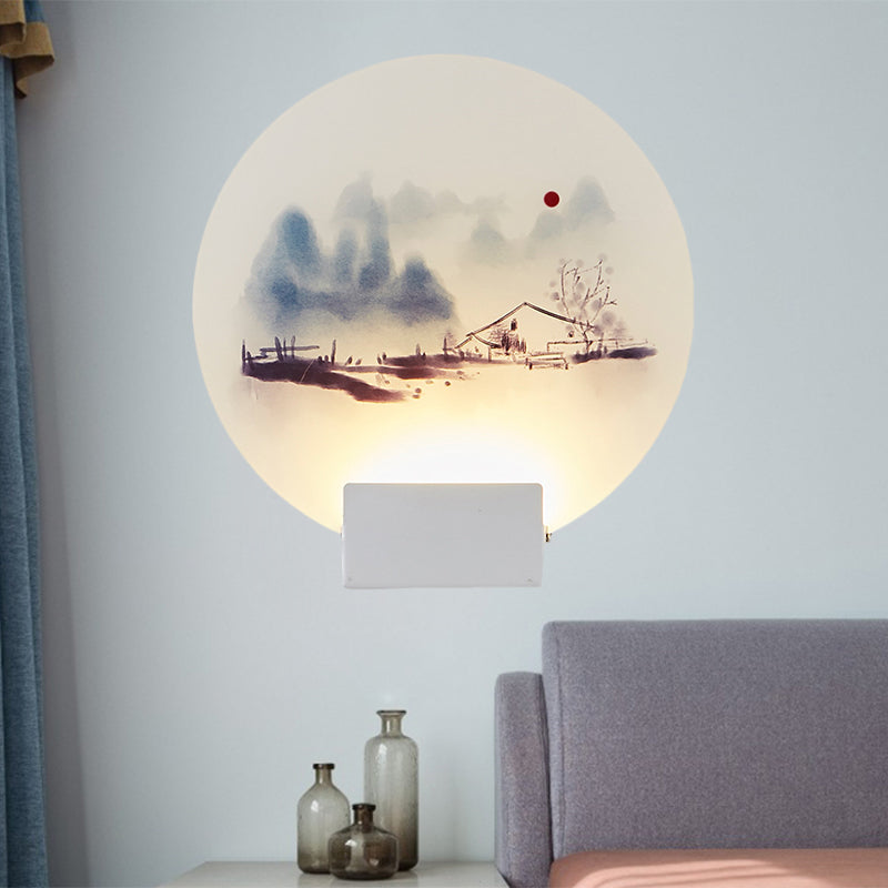 Vivolux | Witte Circulaire Berg Muur Licht Oosters Stijl LED Acryl Wandverlichting Fixture