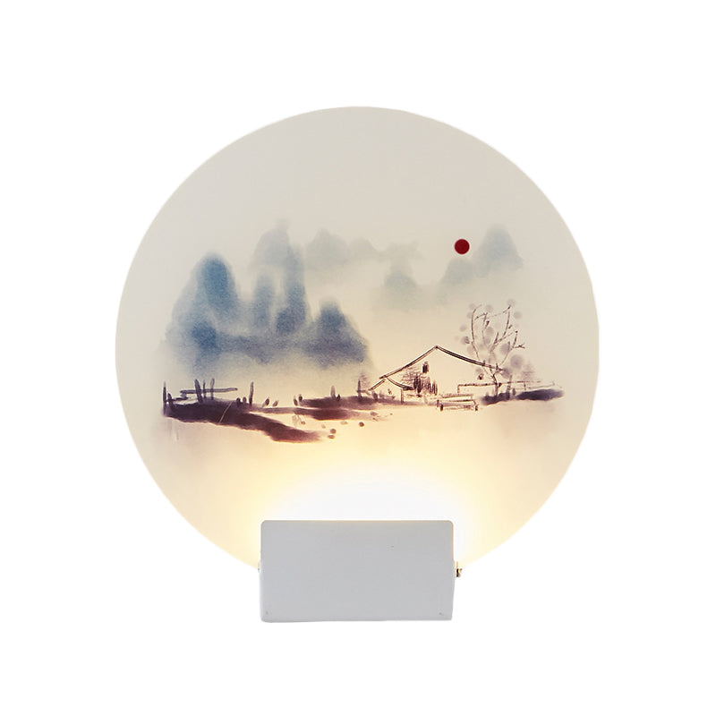 Vivolux | Witte Circulaire Berg Muur Licht Oosters Stijl LED Acryl Wandverlichting Fixture