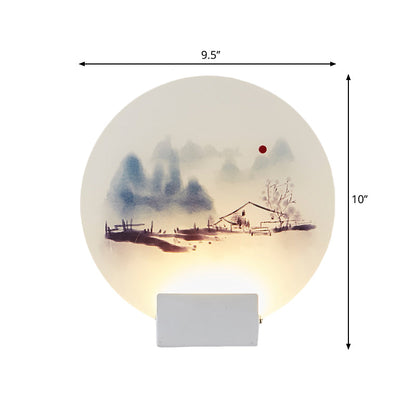 Vivolux | Witte Circulaire Berg Muur Licht Oosters Stijl LED Acryl Wandverlichting Fixture