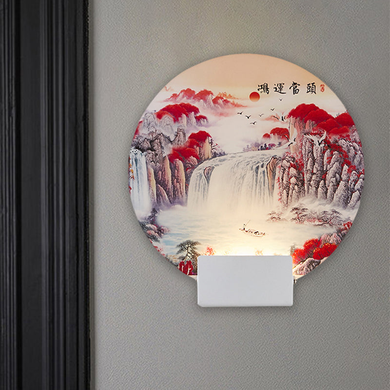 Vivolux | Witte Circulaire Berg Muur Licht Oosters Stijl LED Acryl Wandverlichting Fixture