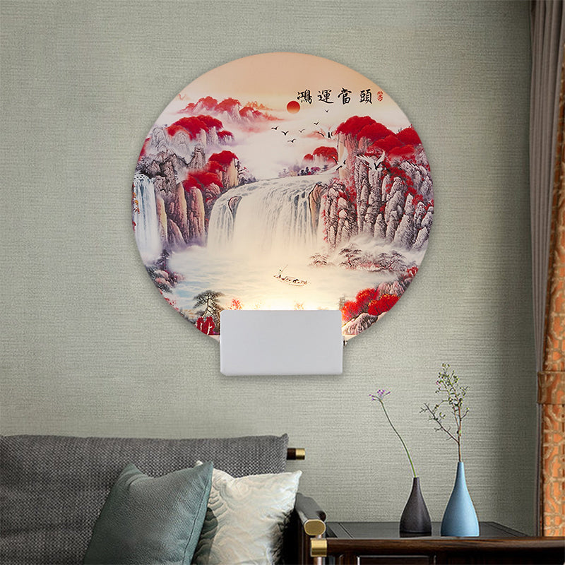 Vivolux | Witte Circulaire Berg Muur Licht Oosters Stijl LED Acryl Wandverlichting Fixture