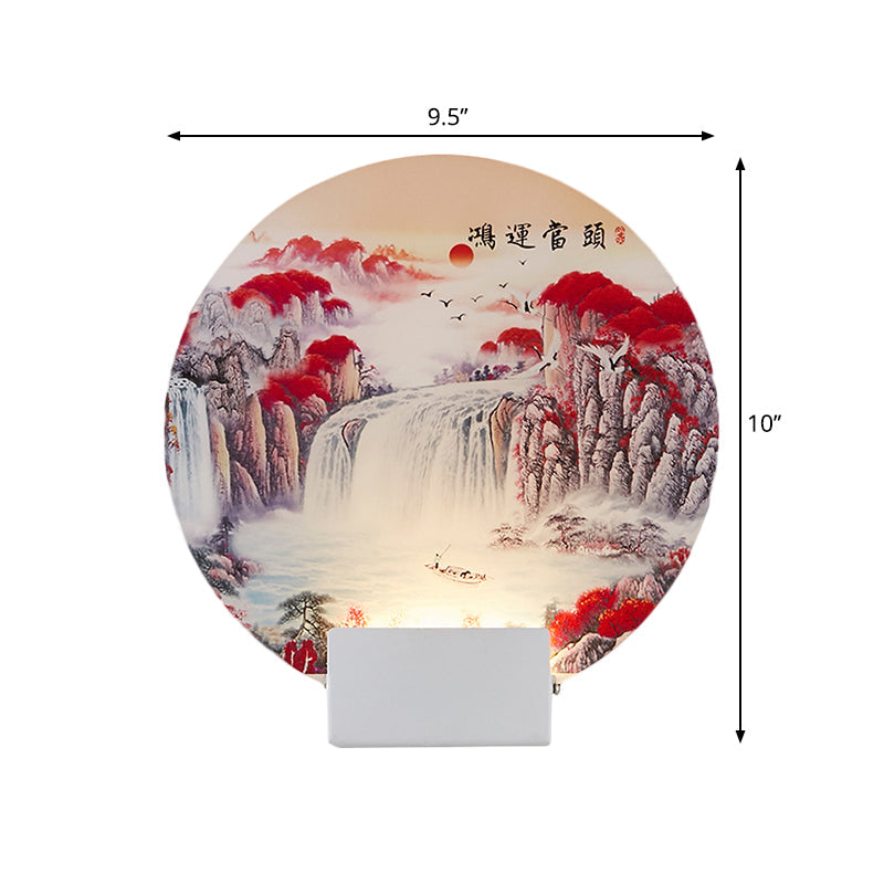 Vivolux | Witte Circulaire Berg Muur Licht Oosters Stijl LED Acryl Wandverlichting Fixture