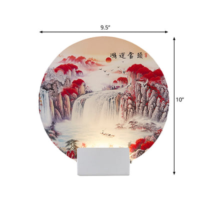 Vivolux | Witte Circulaire Berg Muur Licht Oosters Stijl LED Acryl Wandverlichting Fixture