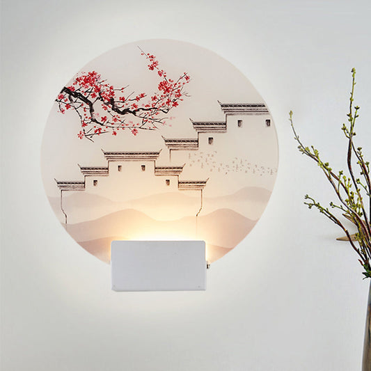Vivolux | Witte Circulaire Berg Muur Licht Oosters Stijl LED Acryl Wandverlichting Fixture