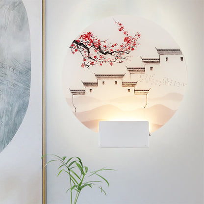 Vivolux | Witte Circulaire Berg Muur Licht Oosters Stijl LED Acryl Wandverlichting Fixture