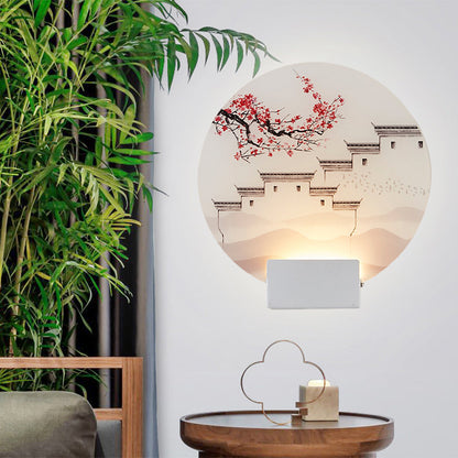 Vivolux | Witte Circulaire Berg Muur Licht Oosters Stijl LED Acryl Wandverlichting Fixture