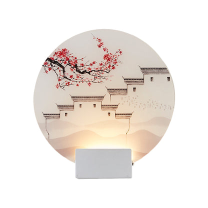Vivolux | Witte Circulaire Berg Muur Licht Oosters Stijl LED Acryl Wandverlichting Fixture