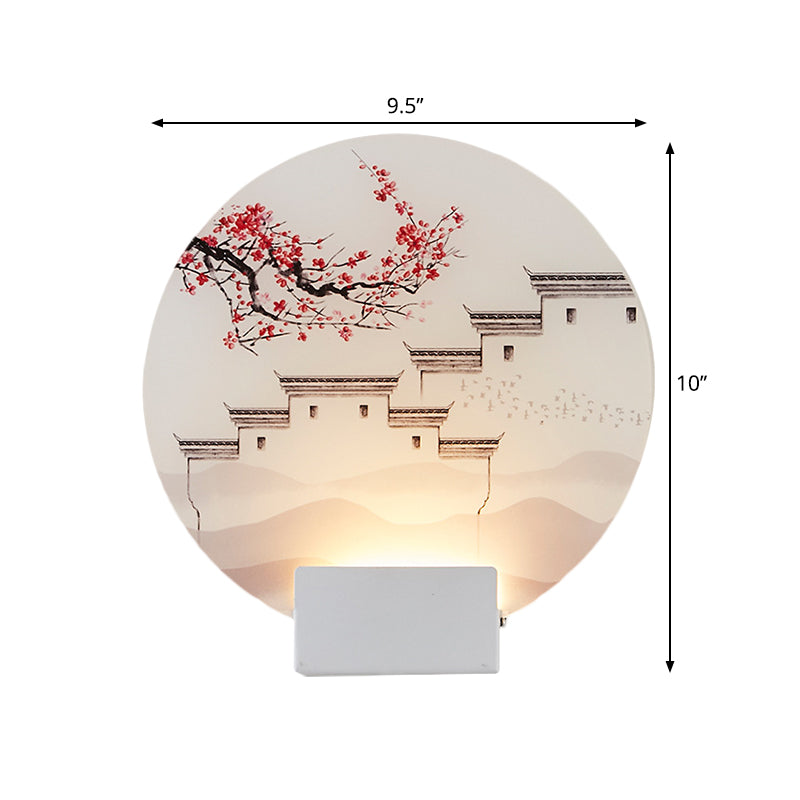 Vivolux | Witte Circulaire Berg Muur Licht Oosters Stijl LED Acryl Wandverlichting Fixture
