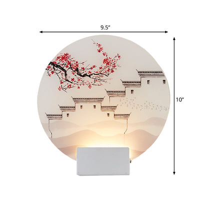 Vivolux | Witte Circulaire Berg Muur Licht Oosters Stijl LED Acryl Wandverlichting Fixture