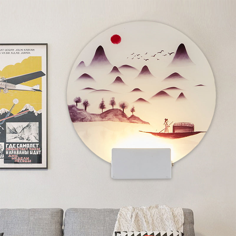 Vivolux | Witte Circulaire Berg Muur Licht Oosters Stijl LED Acryl Wandverlichting Fixture