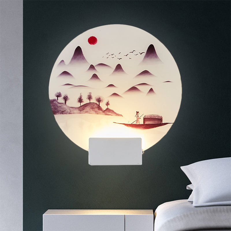 Vivolux | Witte Circulaire Berg Muur Licht Oosters Stijl LED Acryl Wandverlichting Fixture